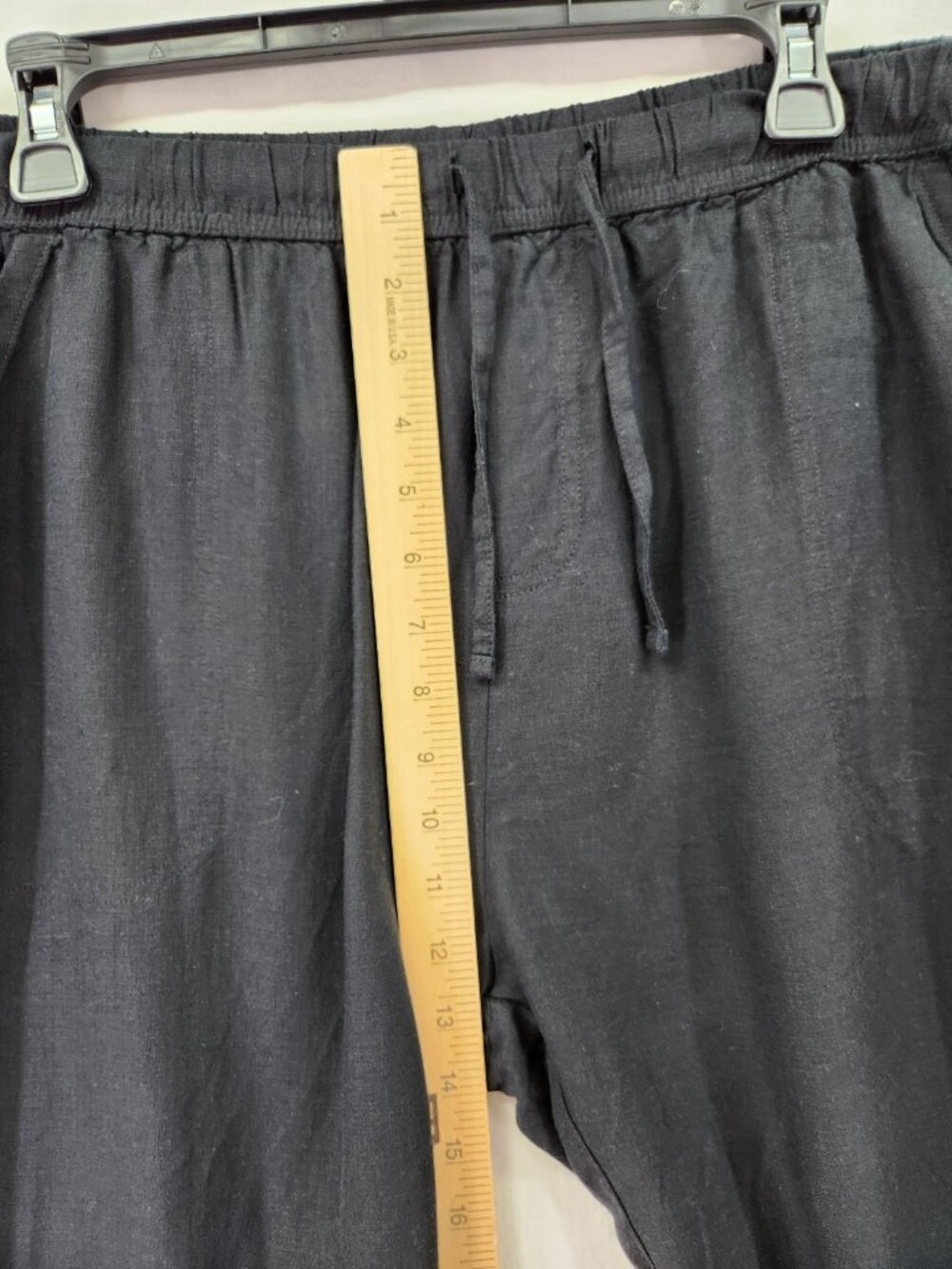 Splendid Pants Womens XL Black Linen Blend Wide Leg Drawstring Elastic Waist - Picture 4 of 14